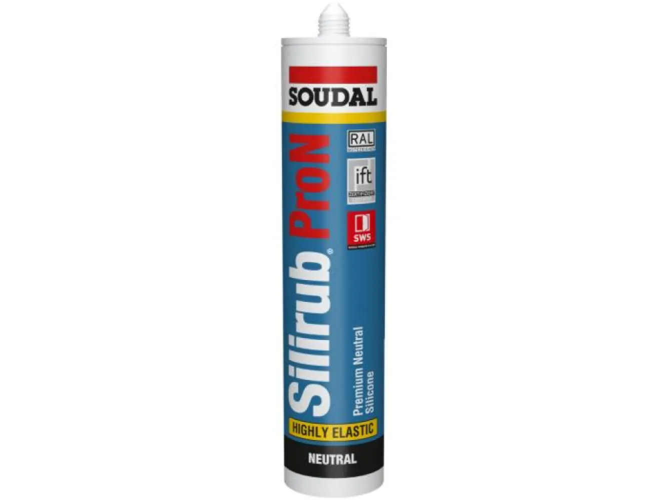 Soudal Silirub Pro N Siliconekit Neutraal Sanitair Lange Open Tijd worsten  wit 600 ml