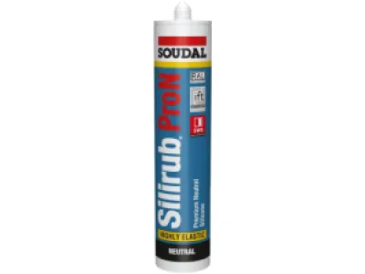 Soudal Silirub Pro N Siliconekit Neutraal Sanitair Lange Open Tijd worsten  wit 600 ml