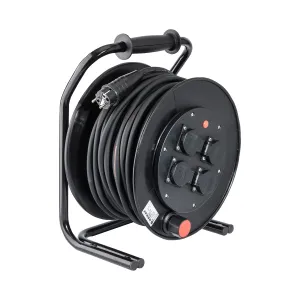 Kabelhaspel 40 m H07RN-F 3x1,5 4x randaarde zwart