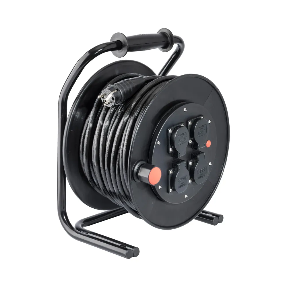 Kabelhaspel 25 m H07BQ-F 3x2,5 4x randaarde zwart